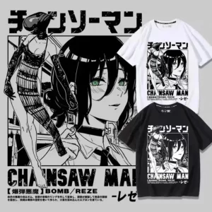 anime t shirt women chainsaw man manga graphic cotton short sleeve tee plus size women tops summer streetwear