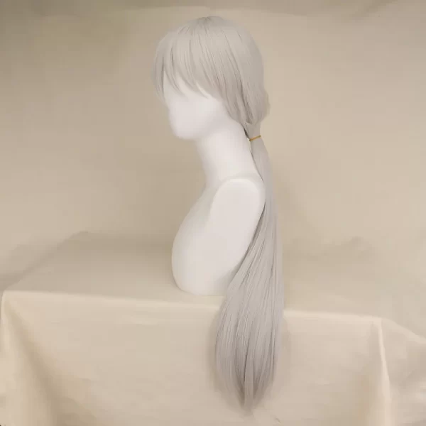 anime chainsaw man quanxi cosplay silver long wig eyes patch halloween party role play heat resistant fiber hair