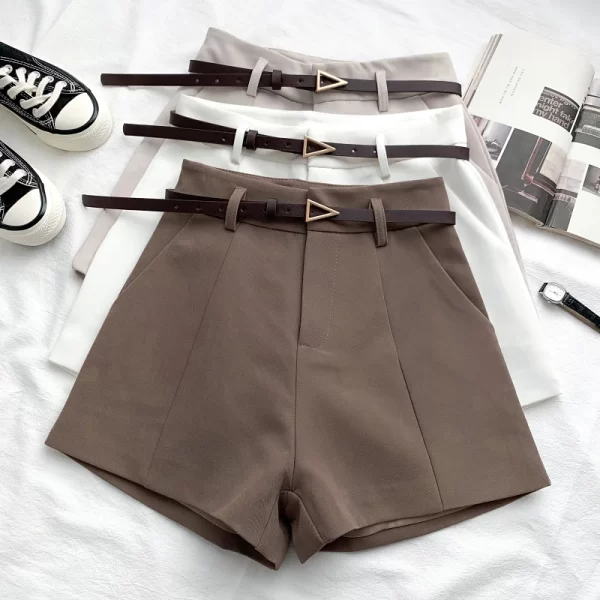 itoolin casual women's shorts a line high waist short chic office lady shorts with belted vintage female trousers spring summer