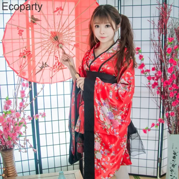 women sexy japanese kimono set fancy girls lolita maid dress halloween stage show garnidelia performance dance costume for women
