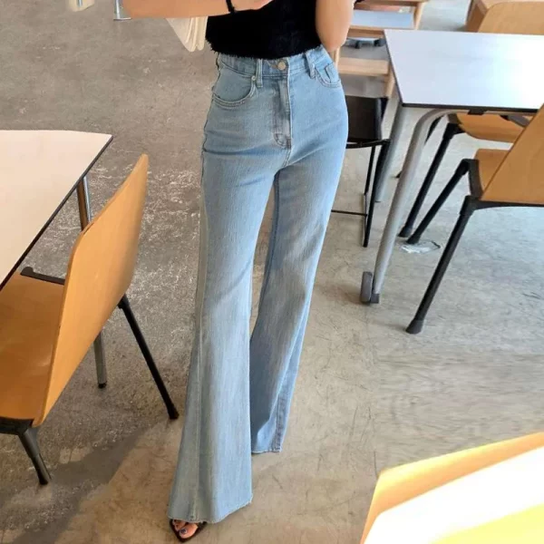 chic high waist straight leg micro flared jeans women's summer long pants versatile slimming tall bootcut denim skinnies