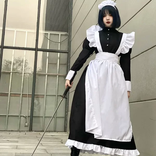 women maid outfit long dress apron dress lolita dresses men clothes unisex cafe costume cosplay anime costumes jujutsu kaisen