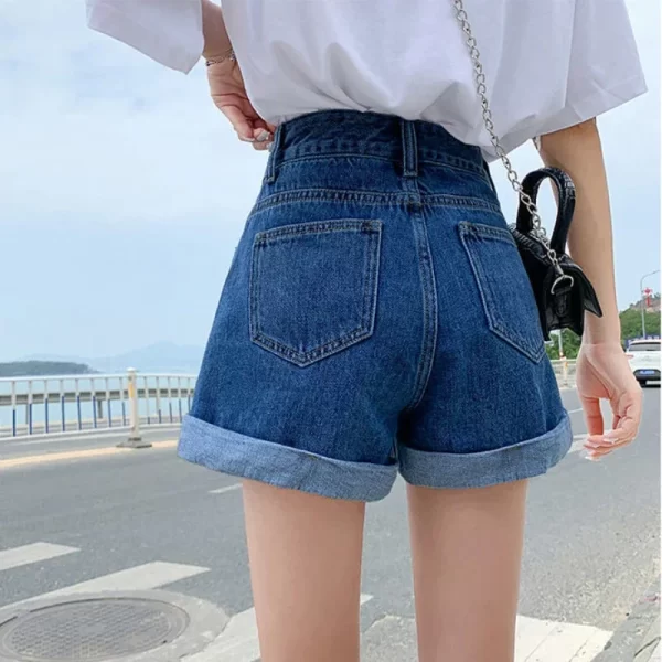 summer women's denim shorts high waist blue cotton wide leg short pants girl's student mini korean fashion womens jean shorts