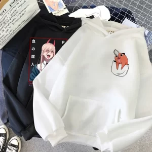 chainsaw man anime women hoodies plus size sweatshirt harajuku female long sleeve pullover casual streetwear clothes tops