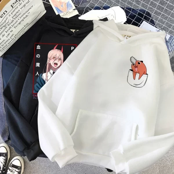 chainsaw man anime women hoodies plus size sweatshirt harajuku female long sleeve pullover casual streetwear clothes tops