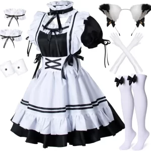 6 piece play costumes medieval sweet maid outfit lolita cute maid outfit cosplay clothes