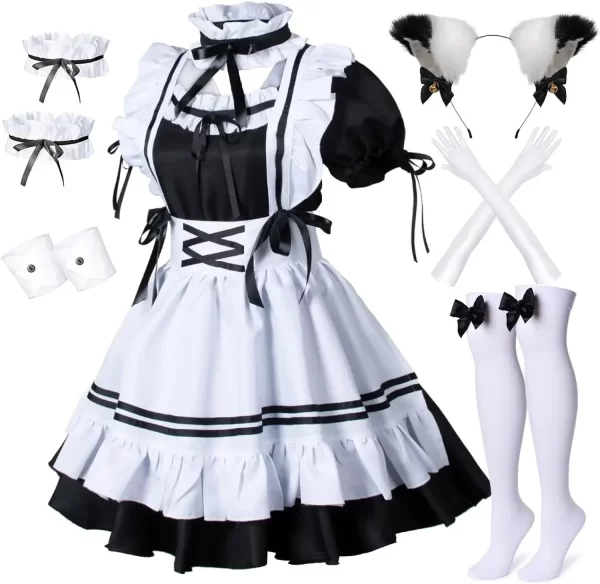 6 piece play costumes medieval sweet maid outfit lolita cute maid outfit cosplay clothes
