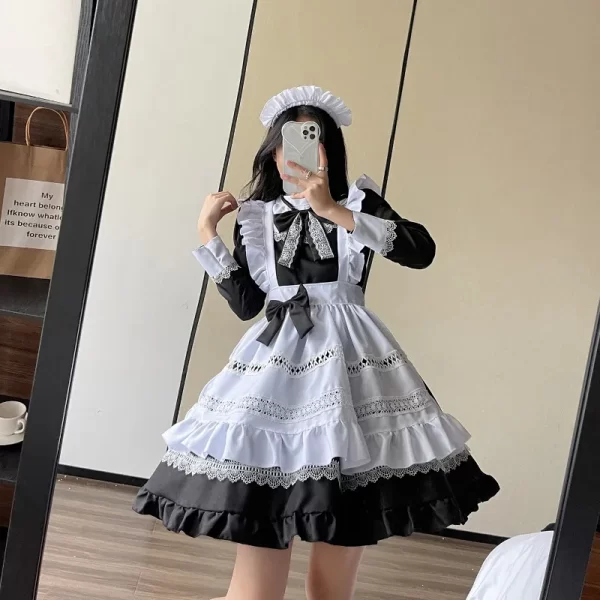 british long sleeved maid costume cosplay outfit japanese uniform cute short dress plus size maid dress dirt resistant