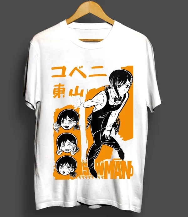 kobeni t shirt denji & makima chainsaw man pochita horror anime shirt all size