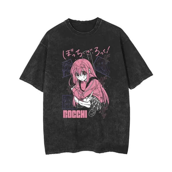 anime chainsaw man acid tshirt retro vintage washed printed graphic t shirt women harajuku cotton casual short sleeve tshirt