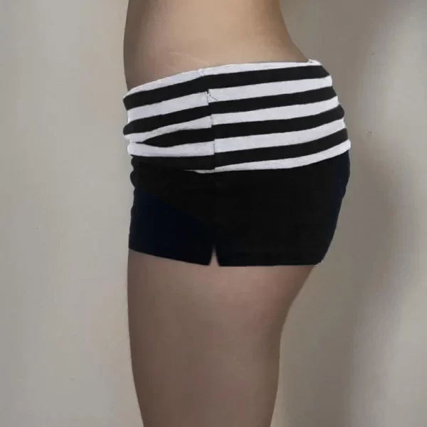 fold over striped shorts knitted low waist casual women y2k tiny shorts summer basic high street short pants skinny