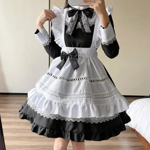 british long sleeved maid costume cosplay outfit japanese uniform cute short dress plus size maid dress dirt resistant
