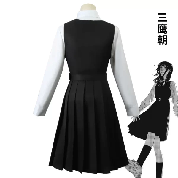 anime gaun kostum chainsaw man cosplay mitaka asa seragam jk school uniform women's shirt uniform dress halloween party set