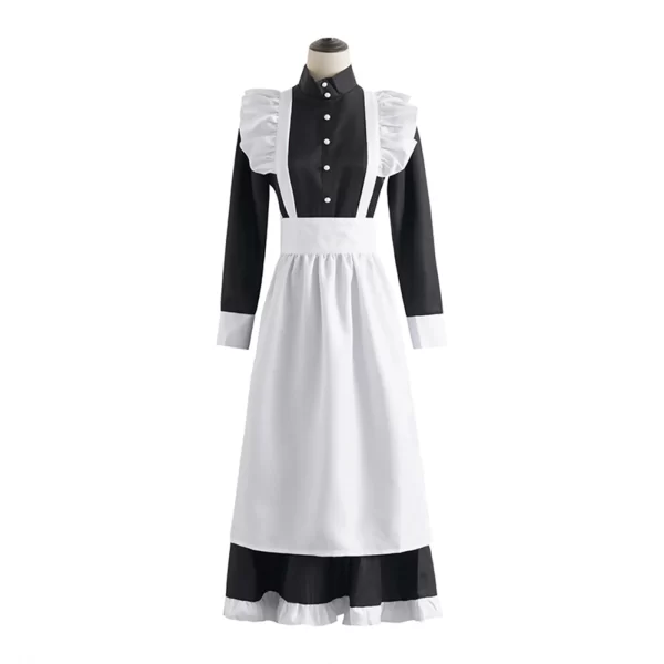 women maid outfit classic long dress black and white apron dress lolita housekeeper japanese uniforms halloween cosplay costume