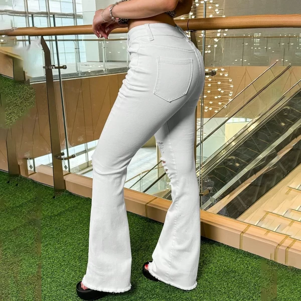 women's jeans retro niche ripped jeans high waisted hip lifting sexy denim trousers with pocket solid color slim fit jeans pants