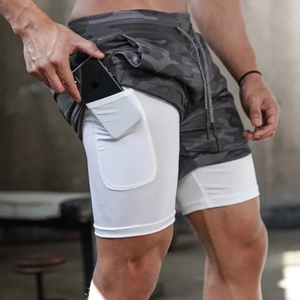 camo running shorts men gym sports shorts 2 in 1 quick dry workout training gym fitness jogging short pants summer men shorts