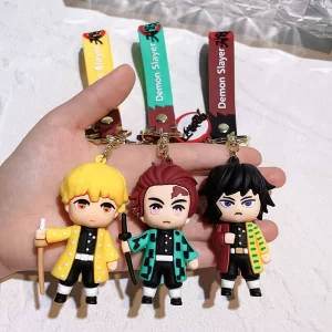hot demon slayer kimetsu yaiba blade of ghost keychain cute characters bag pendant car key chain ring fans gift anime jewelry