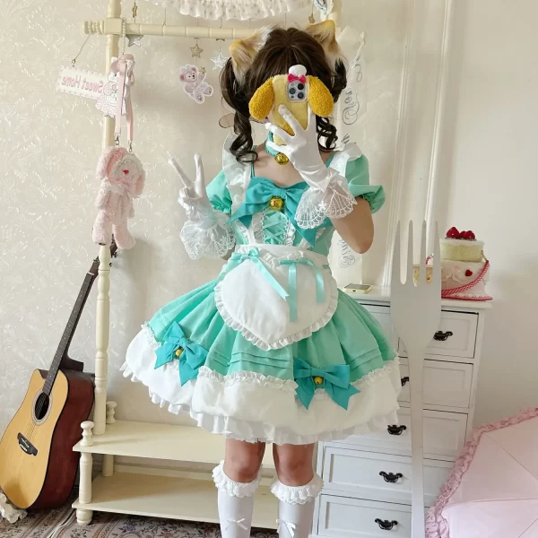 anime lolita jsk mini dress set women sweet magic star bow ruffles princess cosplay costumes party dresses girls cute maid dress