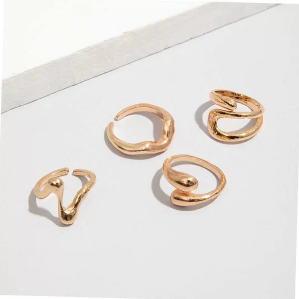 4pcs/set fashion silver color irregular geometric open rings for women men punk metal adjustable knuckle joint ring jewelry
