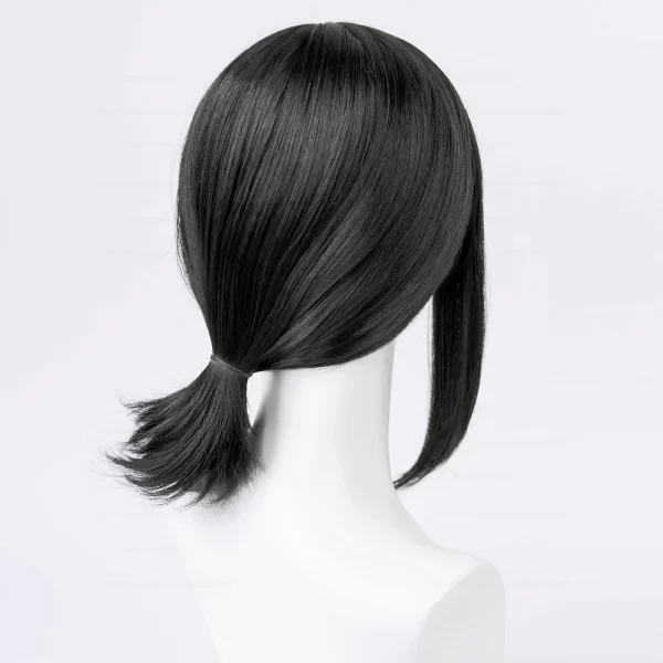 higashiyama kobeni cosplay wig chainsaw man cosplay 38cm black pigtail heat resistant synthetic hair anime wigs + wig cap