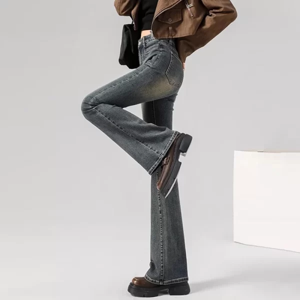 spring woman high waist vintage flare jeans girls korean y2k 2000s bell bottom pants female streetwear gray blue denim trousers