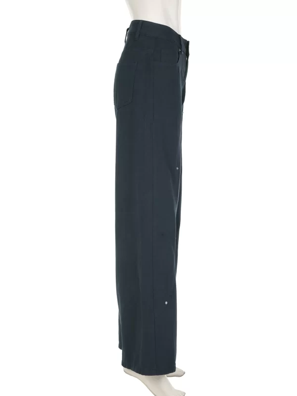 iamsure casual loose rivet jeans wide leg pants basic low waisted straight pants women 2025 spring autumn streetwear ladies