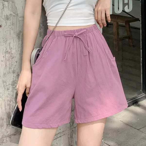 casual linen shorts women gym workout shorts cotton shorts summer big size loose home beach hot lace up shorts