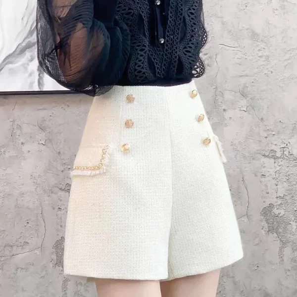 itoolin women tweed high waist short button vintage a line shorts casual office shorts women chic trousers 2025 spring summer