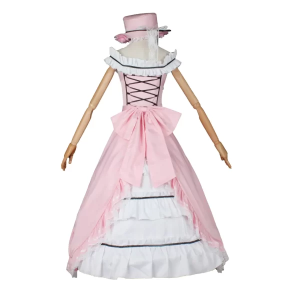 anime black butler ciel phantomhive young master cosplay pink robin uniform lolita dress wig sleeveless lace maid cut dress