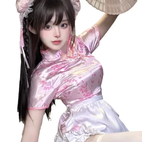 3pcs sexy cheongsam maid chinese cosplay costume lolita outfit apron dress uniform women doll role play girl