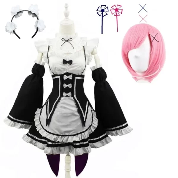 anime ram rem lolita maid cosplay costumes vestido re:zero kara hajimeru isekai seikatsu halloween costumes for women loli dress