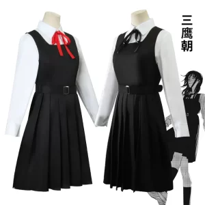 anime gaun kostum chainsaw man cosplay mitaka asa seragam jk school uniform women's shirt uniform dress halloween party set