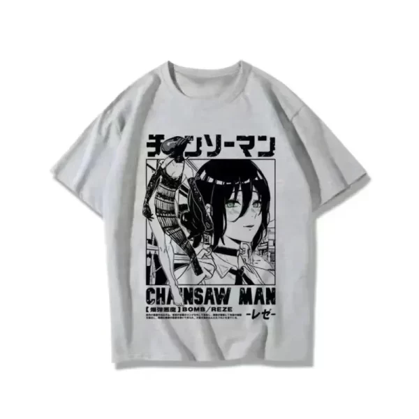 anime t shirt women chainsaw man manga graphic cotton short sleeve tee plus size women tops summer streetwear short sleeve tee