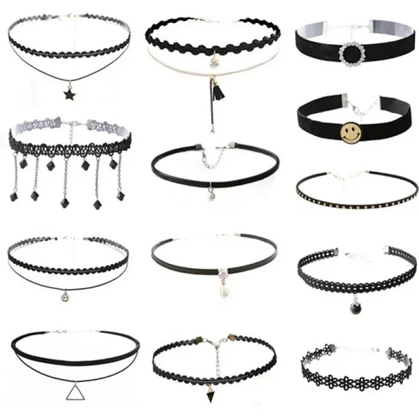 women's fashion lace choker necklace velvet star triangle flower gothic punk style birthday gift