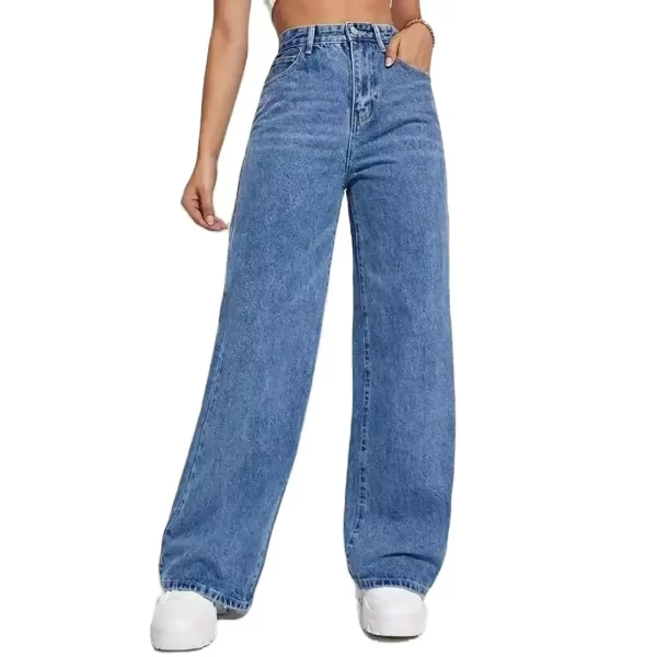 fashion retro blue jeans women y2k high street baggy straight pants high waisted all in one slim pants