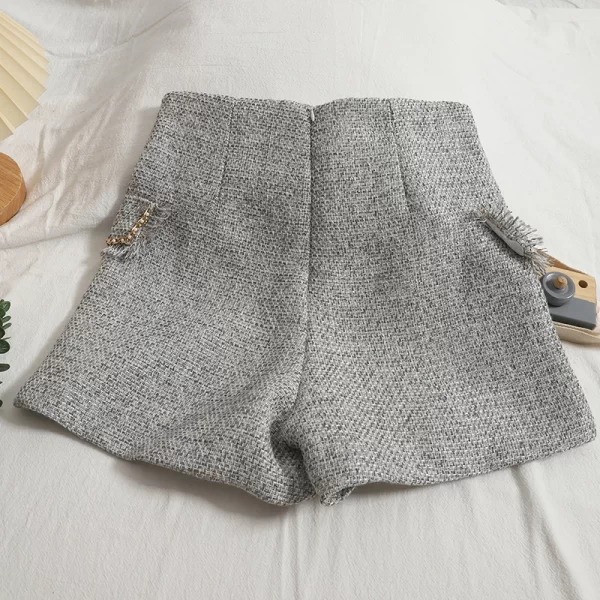 itoolin women tweed high waist short button vintage a line shorts casual office shorts women chic trousers 2025 spring summer