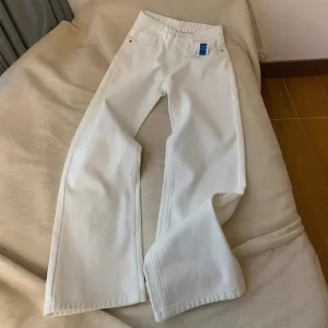 white straight leg jeans women's spring new slimming wide leg floor length thin american style high waist denim pants