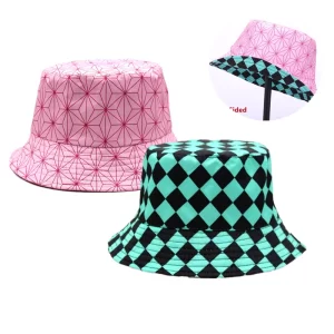 outdoor demon slayer fisherman cap anime cosplay kamado tanjirou nezuko no yaiba printing bucket hat sunhat costume party