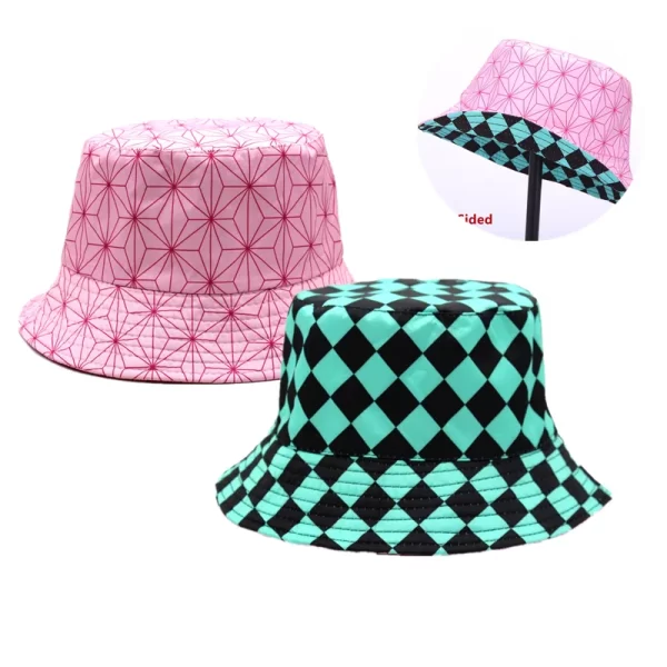 outdoor demon slayer fisherman cap anime cosplay kamado tanjirou nezuko no yaiba printing bucket hat sunhat costume party