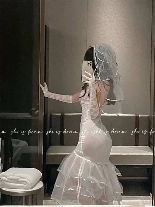 plus qunque sexy women bride cosplay uniform bridal lingerie maid lace bikini anime costume wedding dress ladies bra panty white