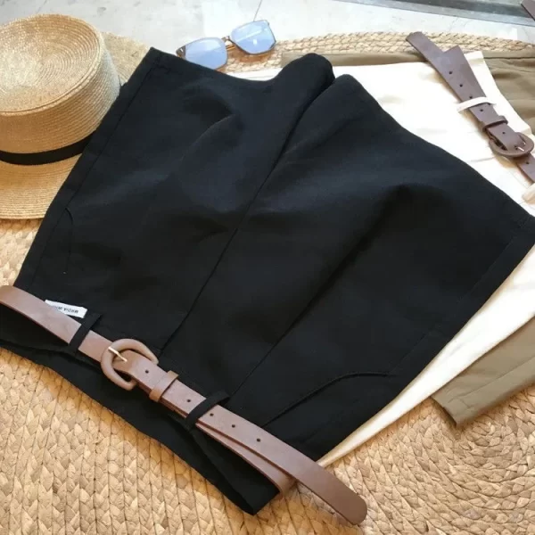 new wide leg shorts for women 2024 summer thin cotton a line short pants office lady classic loose casual zipper women‘s shorts