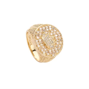 free shipping item original fashion men's ring 14k gold plated copper size 8 10 pure zirconia sparkling ring