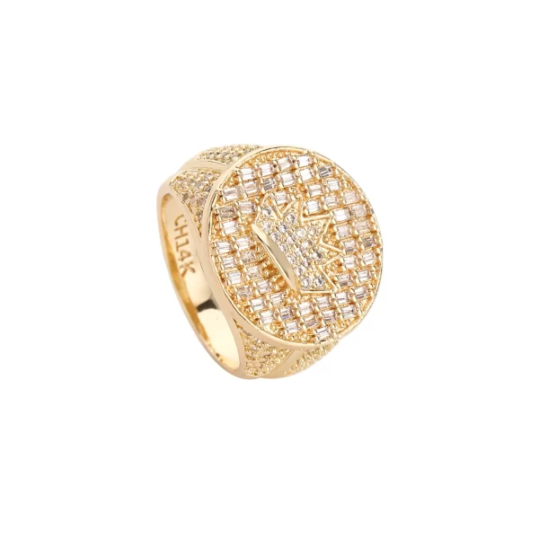 free shipping item original fashion men's ring 14k gold plated copper size 8 10 pure zirconia sparkling ring