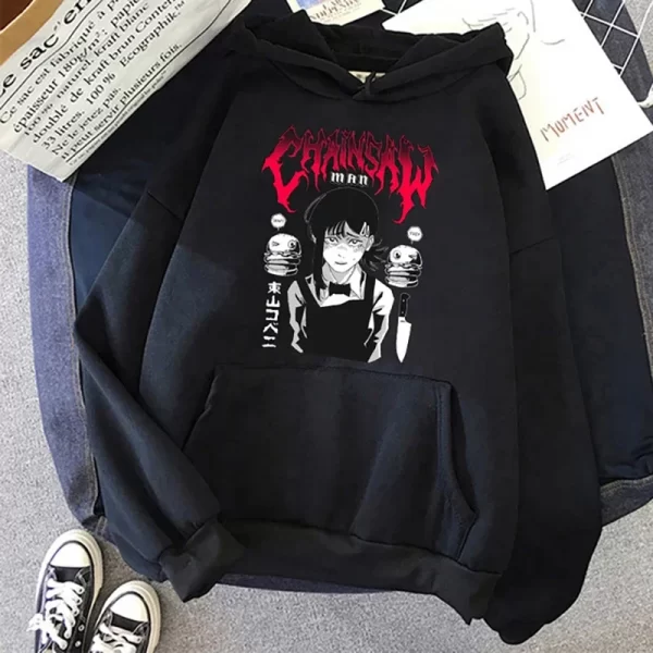 chainsaw man anime women hoodies plus size sweatshirt harajuku female long sleeve pullover casual streetwear clothes tops