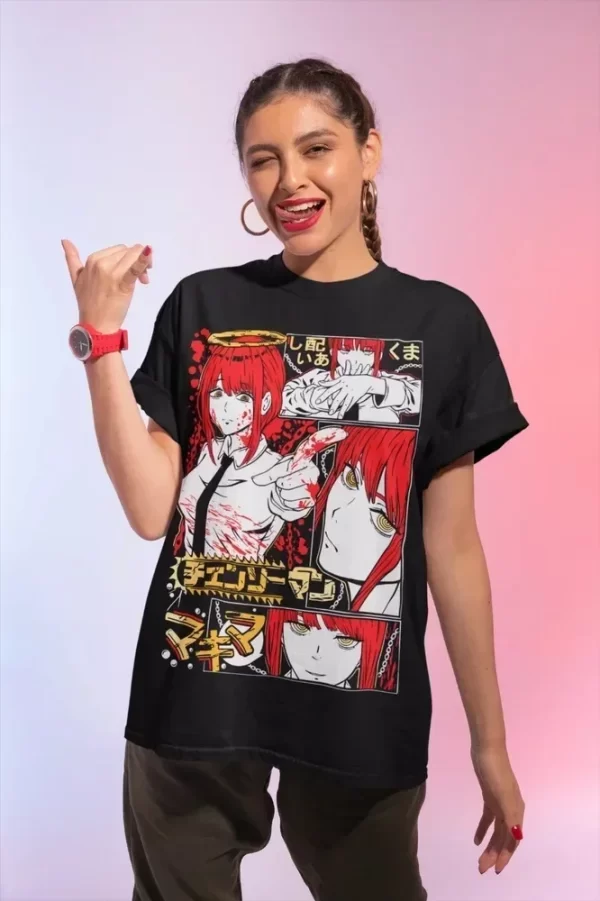 japanese anime sawtooth t shirt women's chainsaw t shirt maki tama comic punk harajuku clothes aesthetic clothes y2k top goth