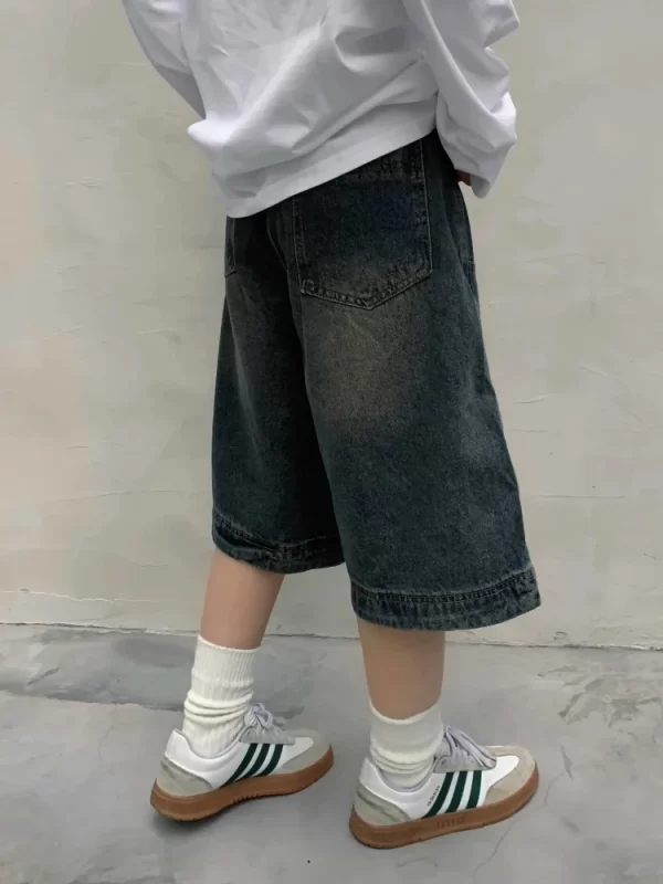y2k women vintage retro streetwear breeches harajuku blue denim wide leg baggy short pants jorts bermudas jeans shorts clothes