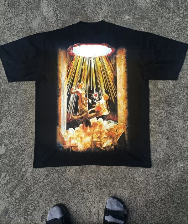 american style washed holes are old! heavy fabric! chainsaw man machima riman two dimensional short sleeved t shirt