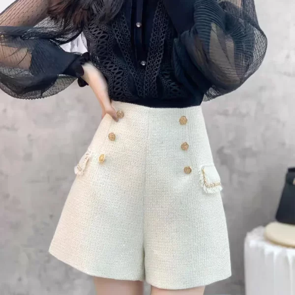 itoolin women tweed high waist short button vintage a line shorts casual office shorts women chic trousers 2025 spring summer