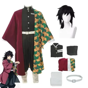 anime demon slayer kimetsu geen yaiba tomioka giyuu cosplay kostuum pak uniformen kostuums pruik kind volwassen partij