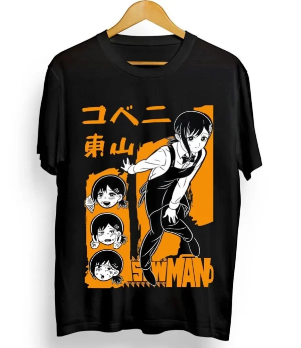 kobeni t shirt denji & makima chainsaw man pochita horror anime shirt all size